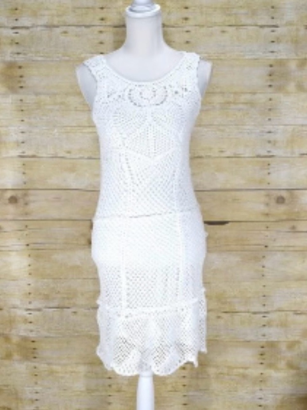 Boston Proper White Crochet Tiered Maxi Dress